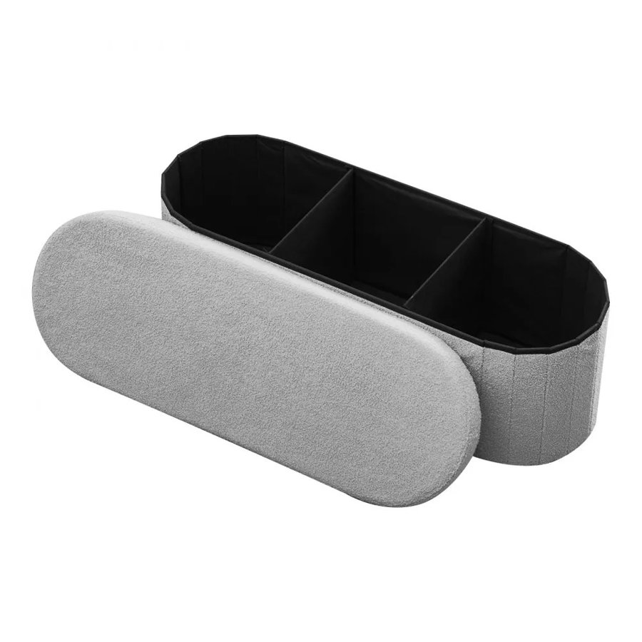 VEVOR Grey Ottoman Bench with Storage – 0.98 Inch, 660 LBS