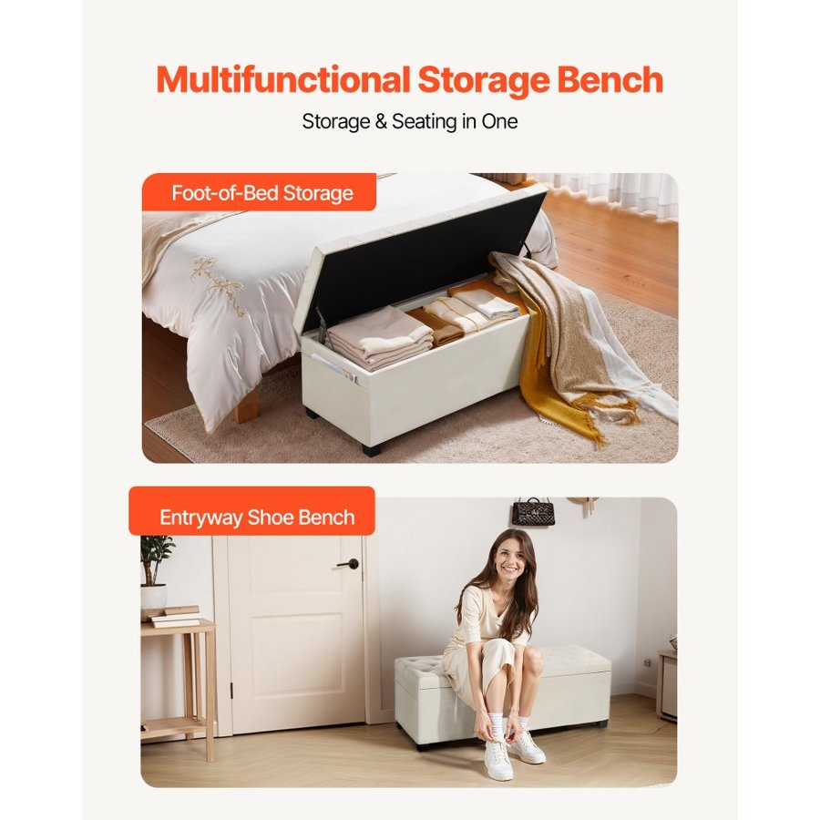 VEVOR End of Bed Chest Storage – 43" x 15.75", 660 lbs
