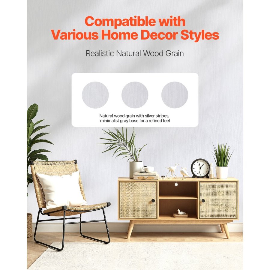 VEVOR White Wood Grain Contact Paper – 17.7 x 393.7 inches