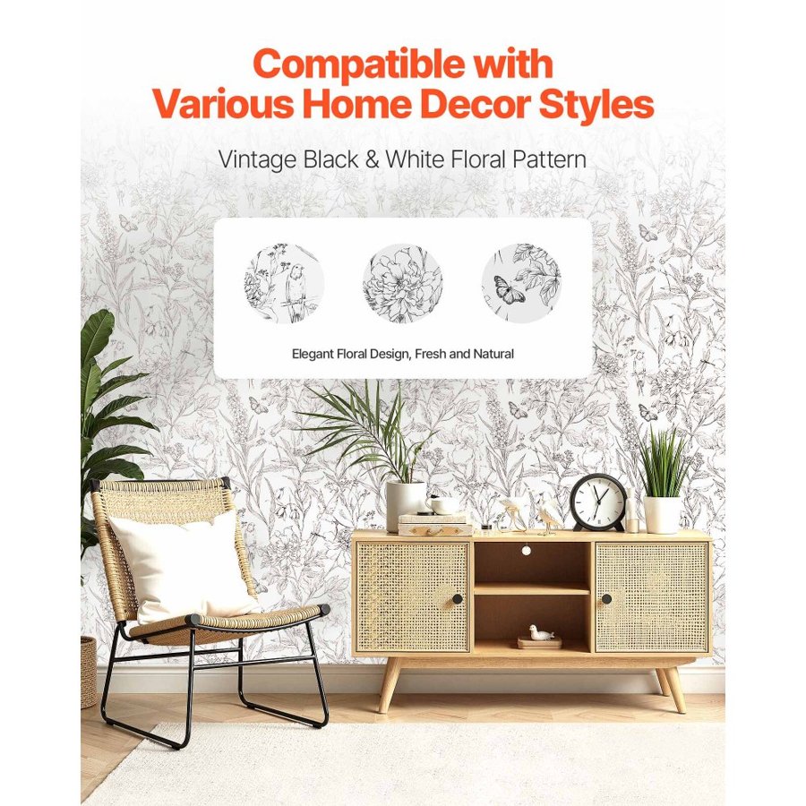 VEVOR Floral Peel and Stick Wallpaper – 17.7" x 393.7"