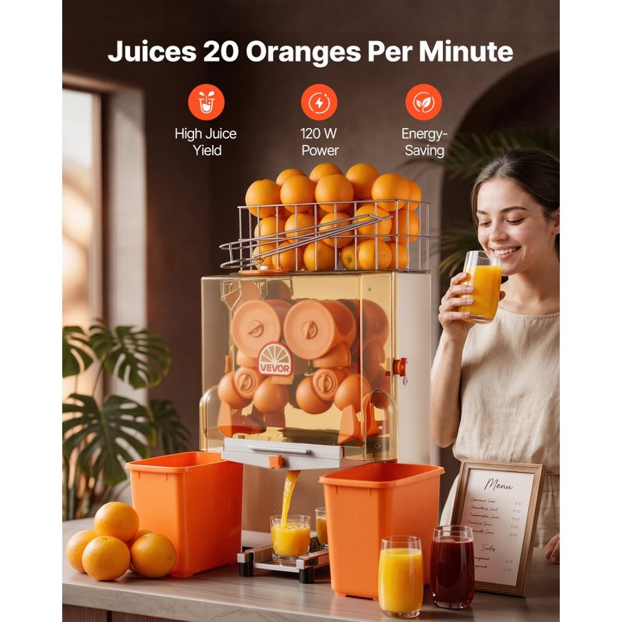 VEVOR Commercial Orange Juicer Machine – 120W, 20/Min