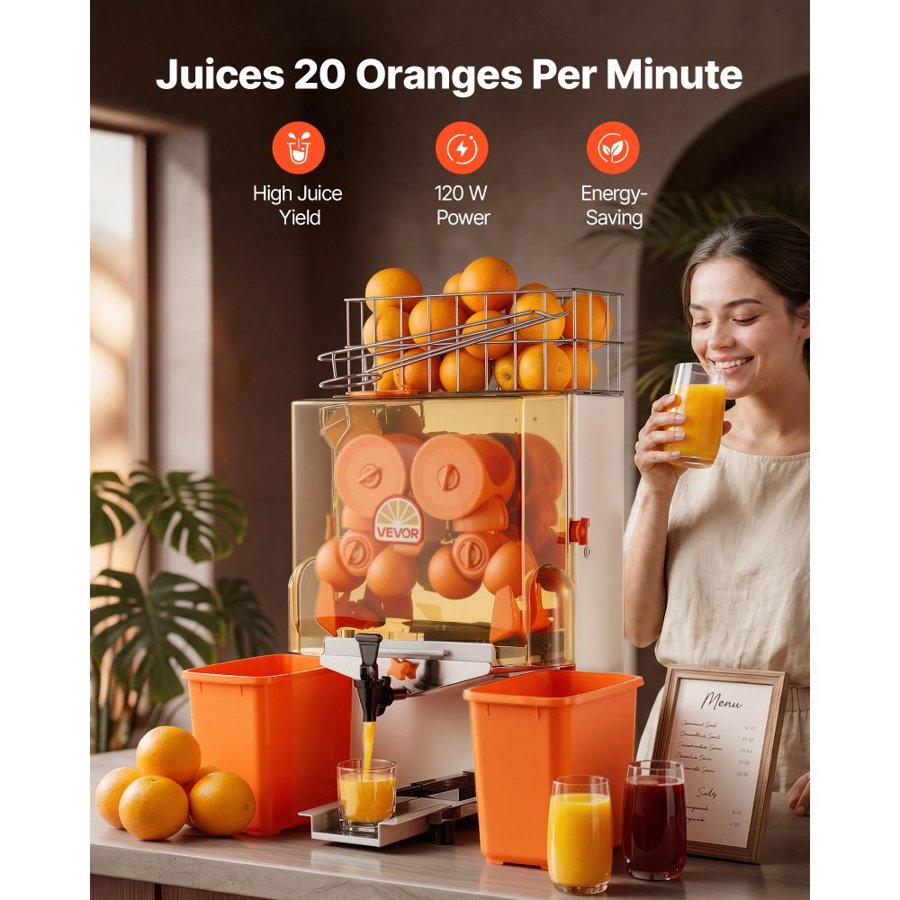 VEVOR Electric Orange Juicer Press – 120W, 20 Fruits/Min