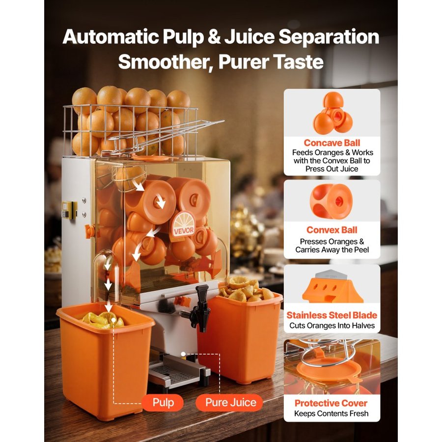 VEVOR Electric Orange Juicer Press – 120W, 20 Fruits/Min
