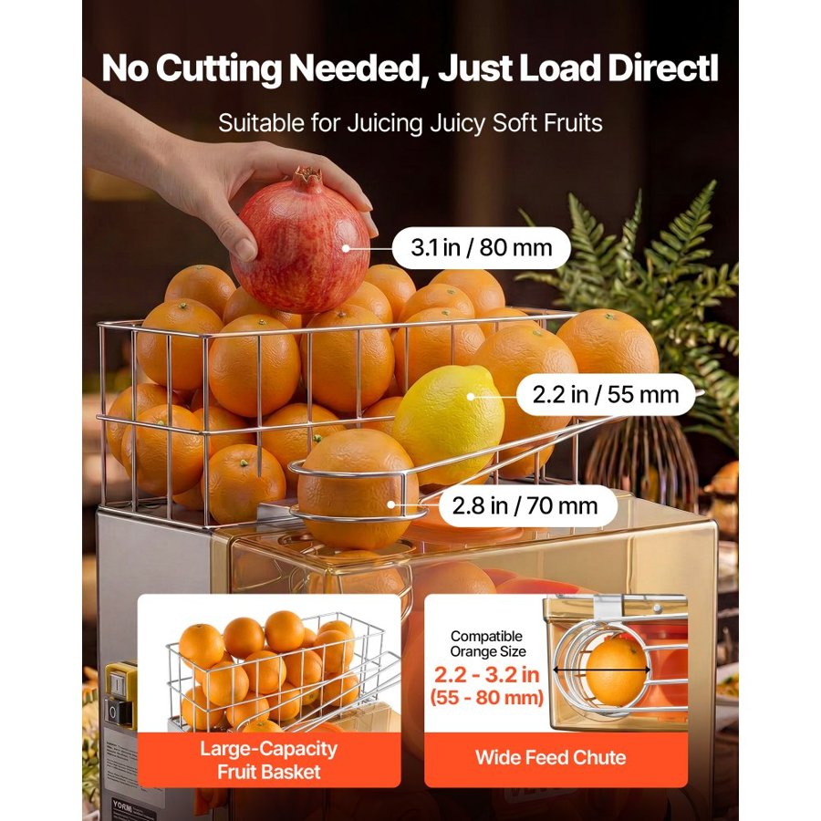 VEVOR Electric Orange Juicer Press – 120W, 20 Fruits/Min