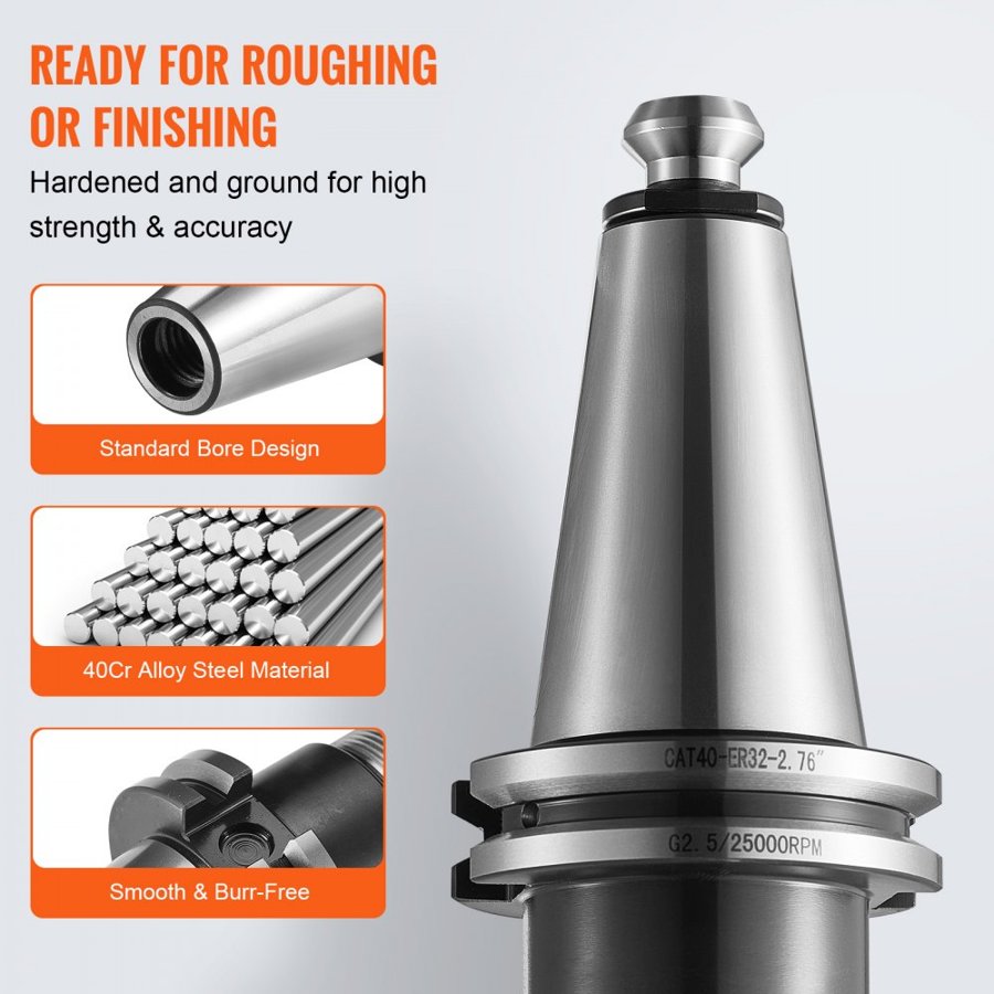 VEVOR CAT40 Collet Holder ER 16/32 Collet Set, 35 PCs, SLN FMB ER16/32 APU Tool Holders Spring Steel Collet Chucks with 10 Pull Studs and 3 Wrenches, for Milling Machine Drill Presses Boring Machine