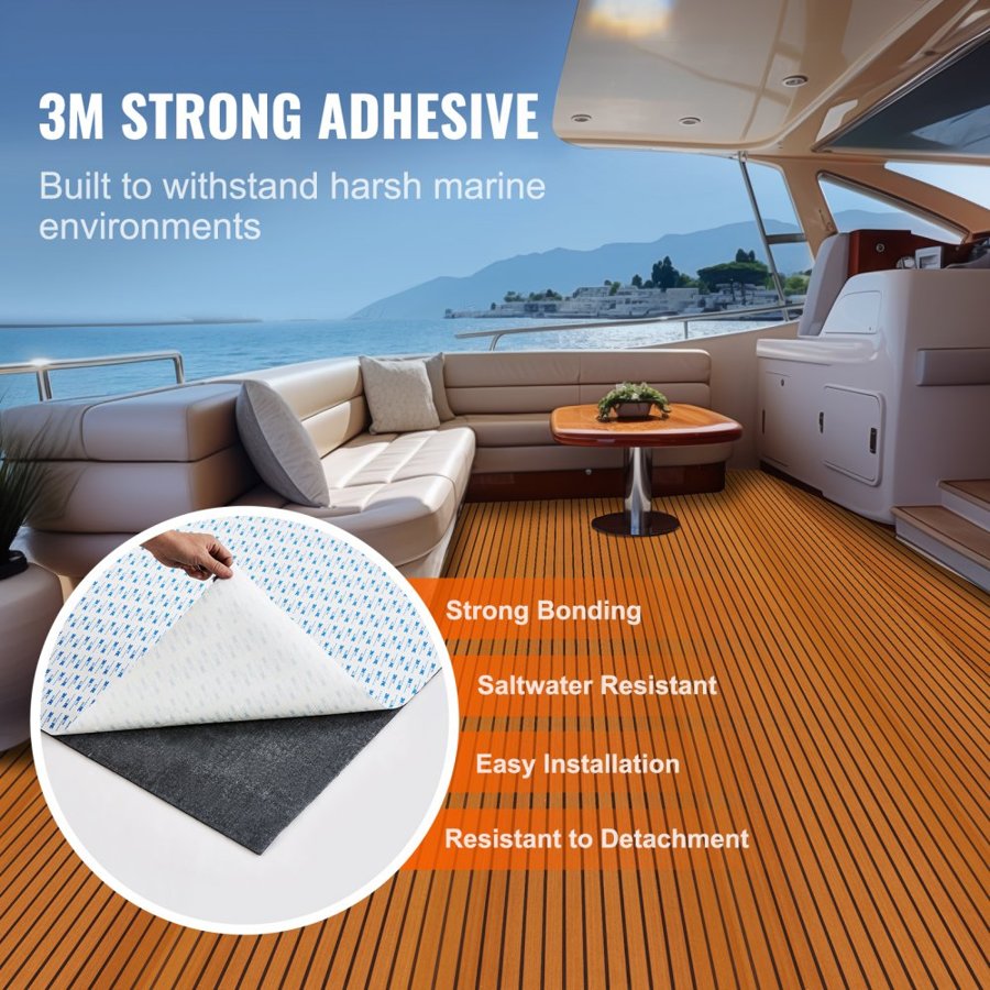 VEVOR Boat Flooring, EVA Foam Boat Decking 240 x 116.8 cm, Non-Slip Self-Adhesive Flooring, 2.8 m² Marine Carpet for Boats, Yacht, Pontoon, Kayak Decking