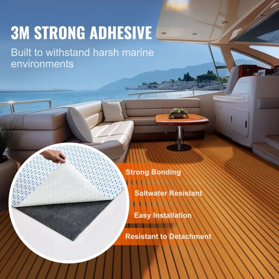 VEVOR Boat Flooring, EVA Foam Boat Decking 240 x 89.9 cm, Non-Slip Self-Adhesive Flooring, 2.2 m² Marine Carpet for Boats, Yacht, Pontoon, Kayak Decking