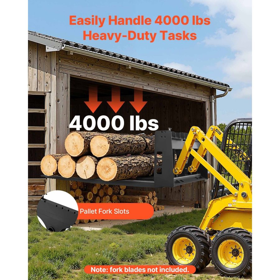 VEVOR Skid Steer Pallet Fork Frame – 45-Inch, 4000 lbs Load