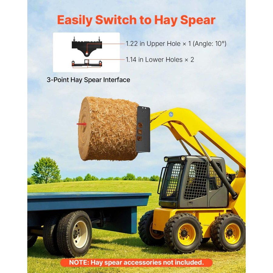 VEVOR Skid Steer Pallet Fork Frame – 45-Inch, 4000 lbs Load