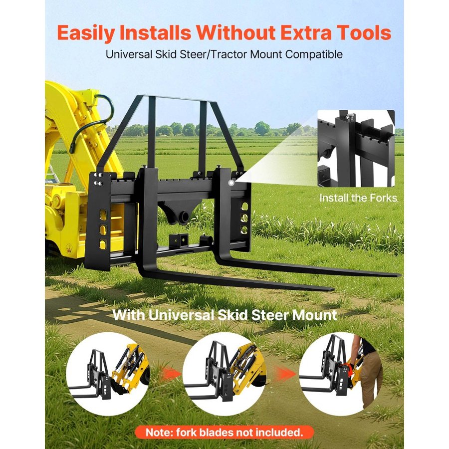 VEVOR Skid Steer Fork Frame – 4000 Lbs, 45 Inch Width