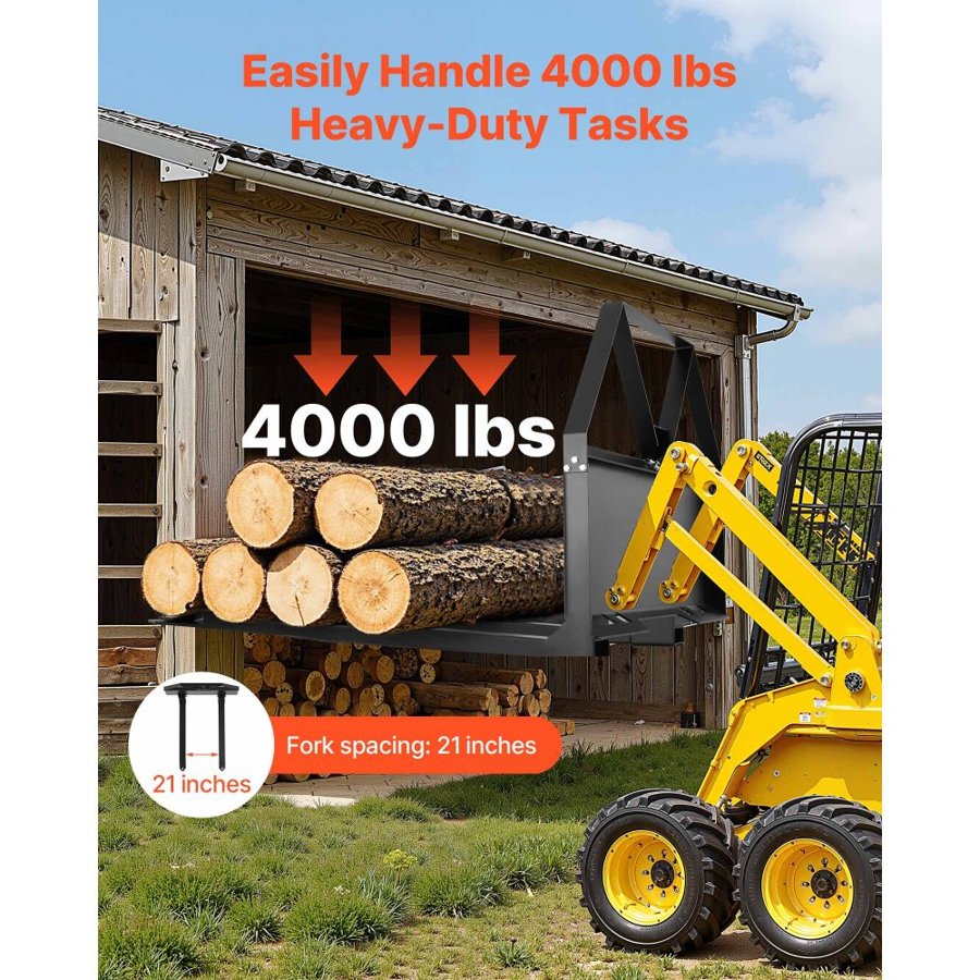 VEVOR Skid Steer Pallet Forks – 2600 LBS, 1-7/8 Inch