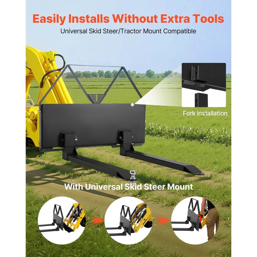 VEVOR Skid Steer Pallet Forks – 2600 LBS, 1-7/8 Inch