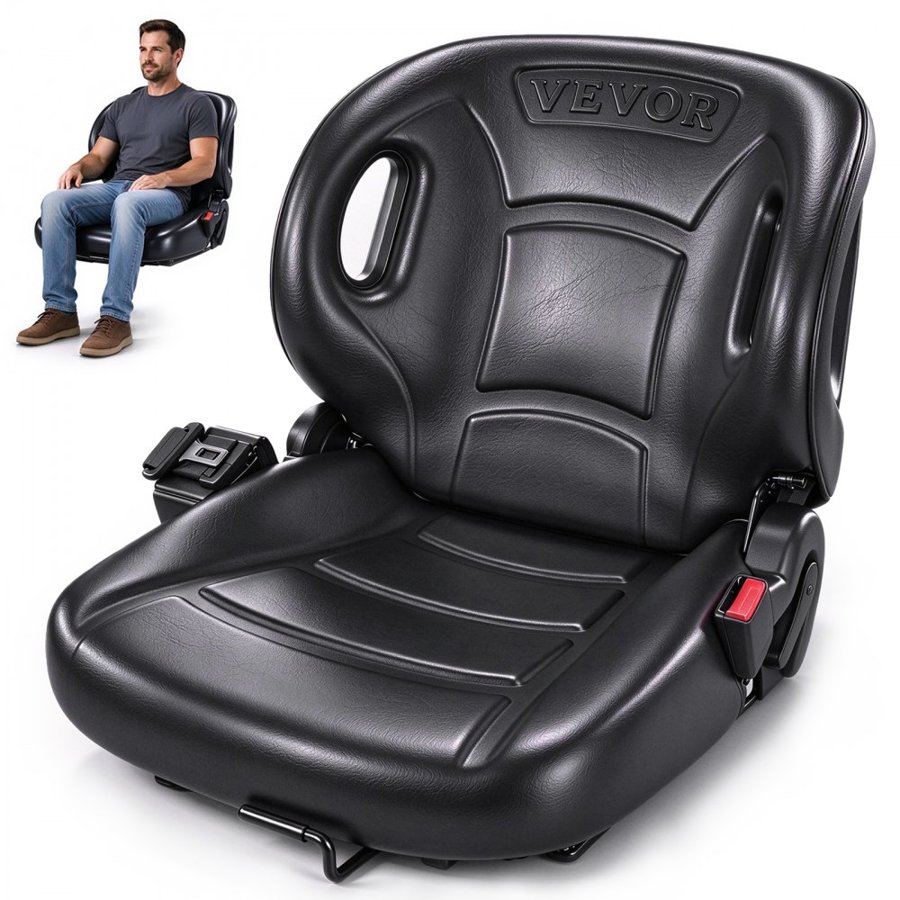 VEVOR Universal Forklift Seat,Tractor Seat with Adjustable Angle Back, Micro Switch and Seatbelt,Wrap-around Forklift Seat for Tractor Loader Excavator
