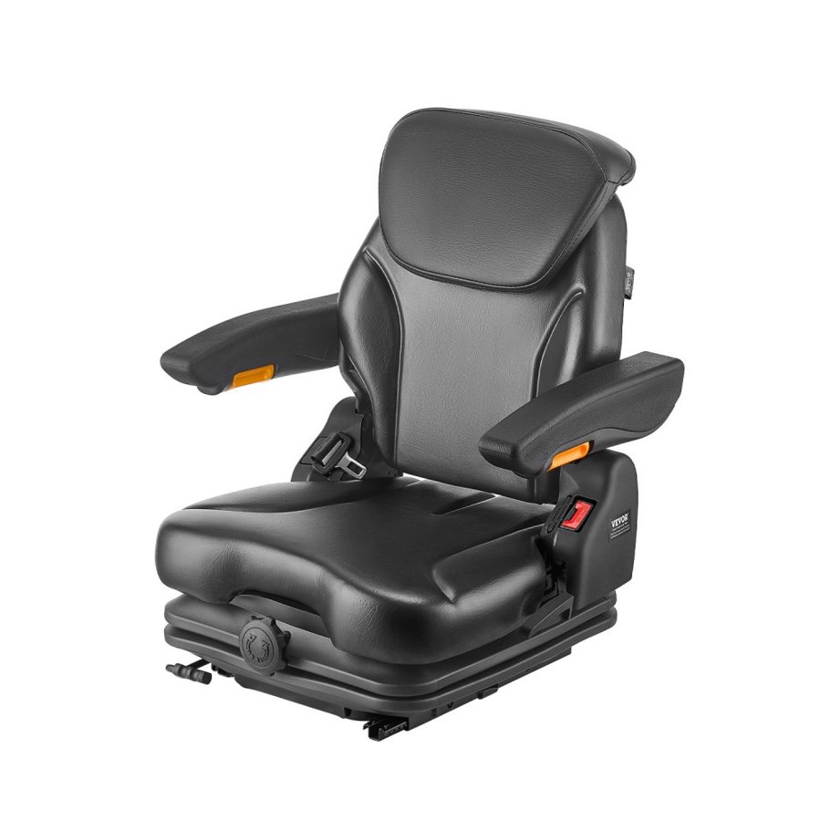VEVOR Universal Forklift Seat, Tractor Suspension Seat with Adjustable Back, Armrest, Headrest & Safety Belt, Secure Fold Down Tractor Seat with Micro Switch, Lawnmower Seat for Skid Loader Bulldozer