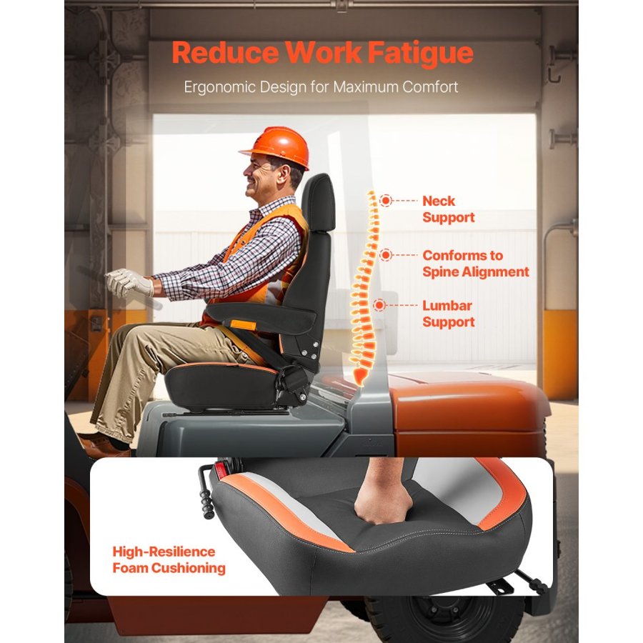 VEVOR Adjustable Tractor Seat – 90° Flip, 30° Vertical