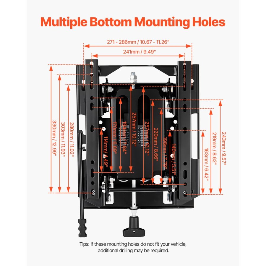 VEVOR Tractor Seat Suspension Kit–8 Holes,150mm, 30mm Stroke