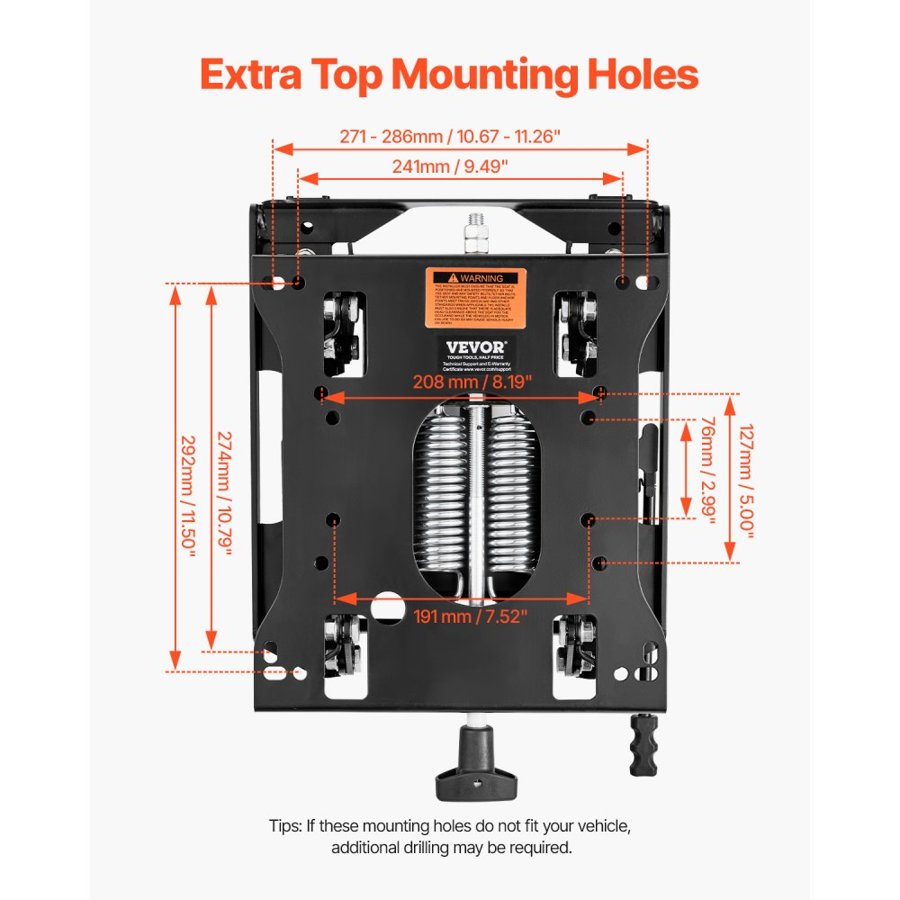 VEVOR Tractor Seat Suspension Kit–8 Holes,150mm, 30mm Stroke