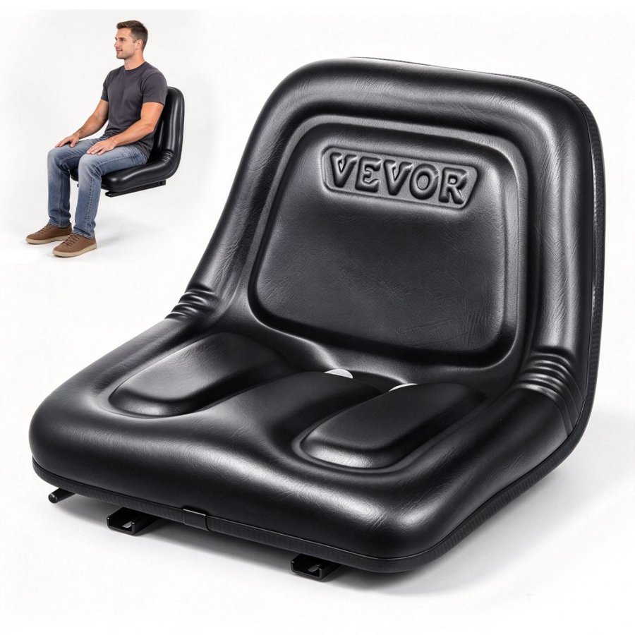 VEVOR Universal Tracor Seat, Lawn Mower Seat with Micro Switch and Drainage Holes, 6.3-13.4 inch Extended Slot Tractor Seat for Tractor Loader Excavator