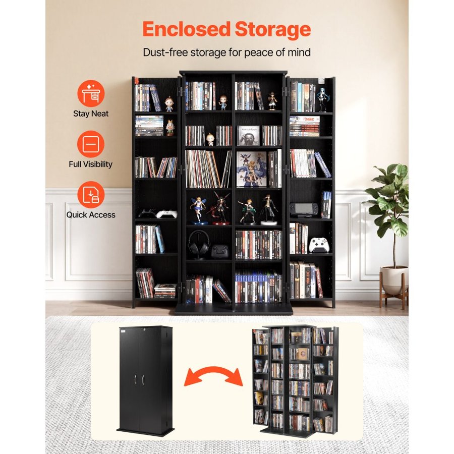 VEVOR DVD Media Storage Cabinet – 6-Tier, 610x368x1270 mm