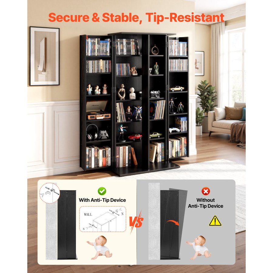 VEVOR DVD Media Storage Cabinet – 6-Tier, 610x368x1270 mm