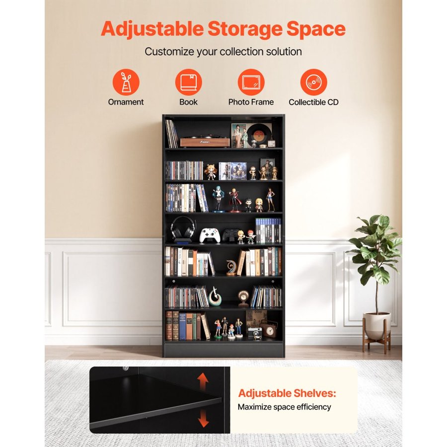 VEVOR Media Storage Cabinet – 7-Tier, 70x30x140cm