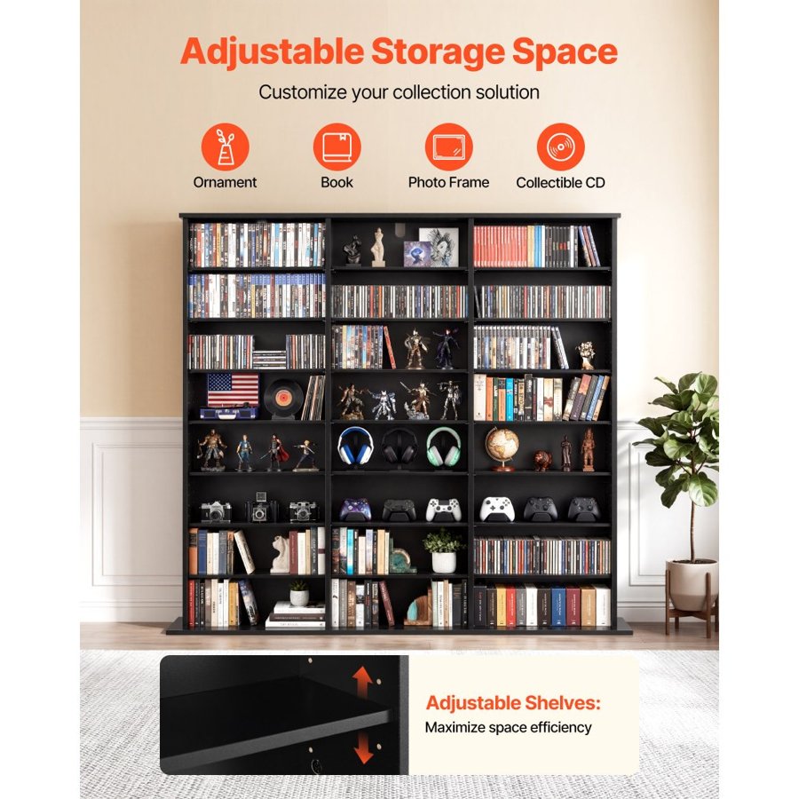 VEVOR CD DVD Media Storage Cabinet – 8-Tier, 142x22x130 cm