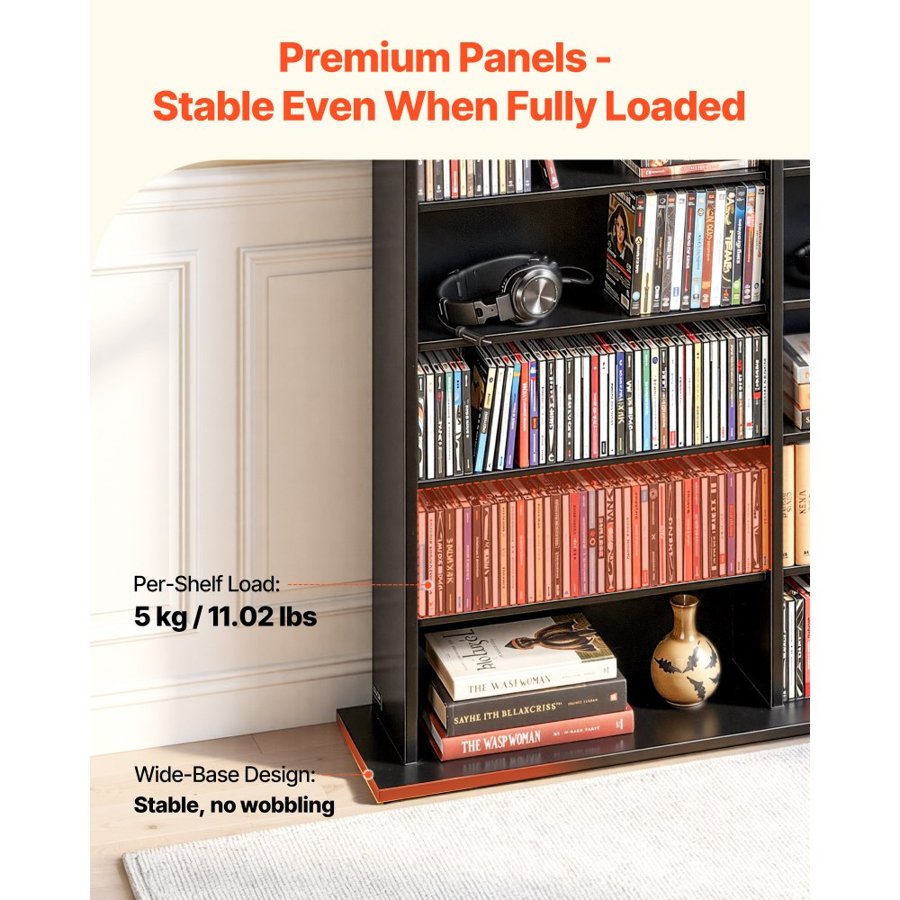 VEVOR CD DVD Media Storage Cabinet – 8-Tier, 142x22x130 cm