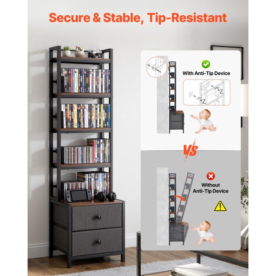 VEVOR Media Storage Cabinet with Drawers – 40x30x143.5cm