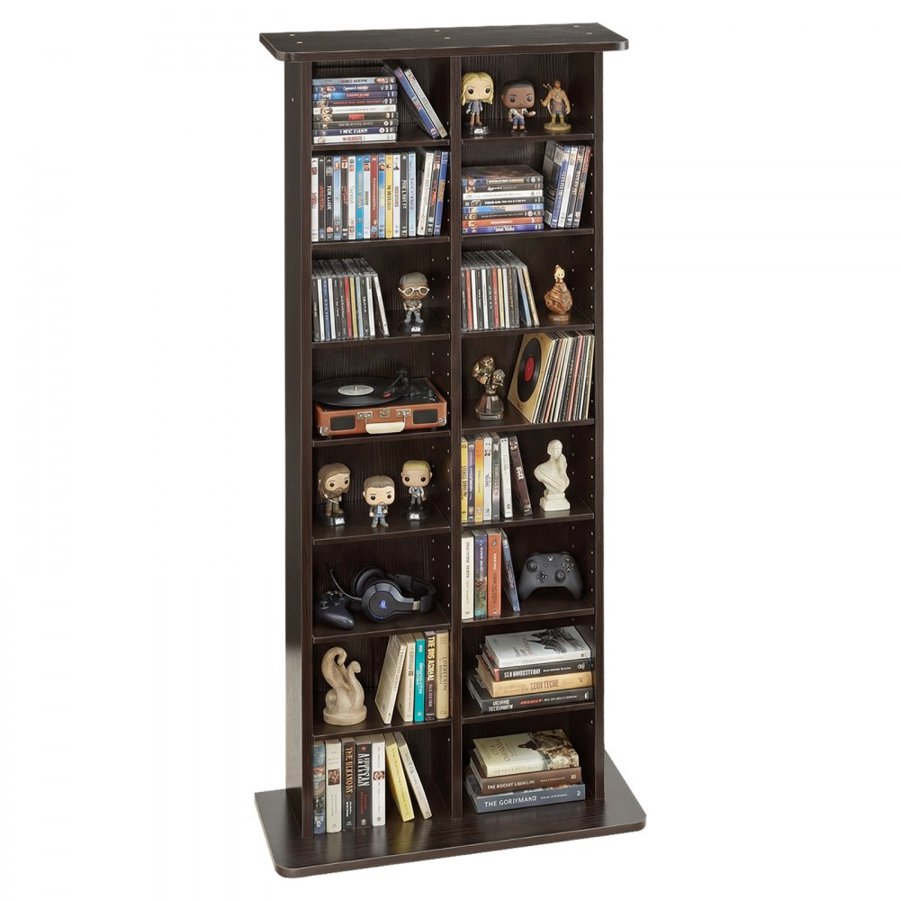 VEVOR Media Storage Cabinet, 8-Tier DVD Shelf Organizer, 559 x 222 x 1295 mm Multimedia Storage Organizer for CDs, DVDs, Books and Games, CD Shelf for Living Room, Home Office, Recording Room