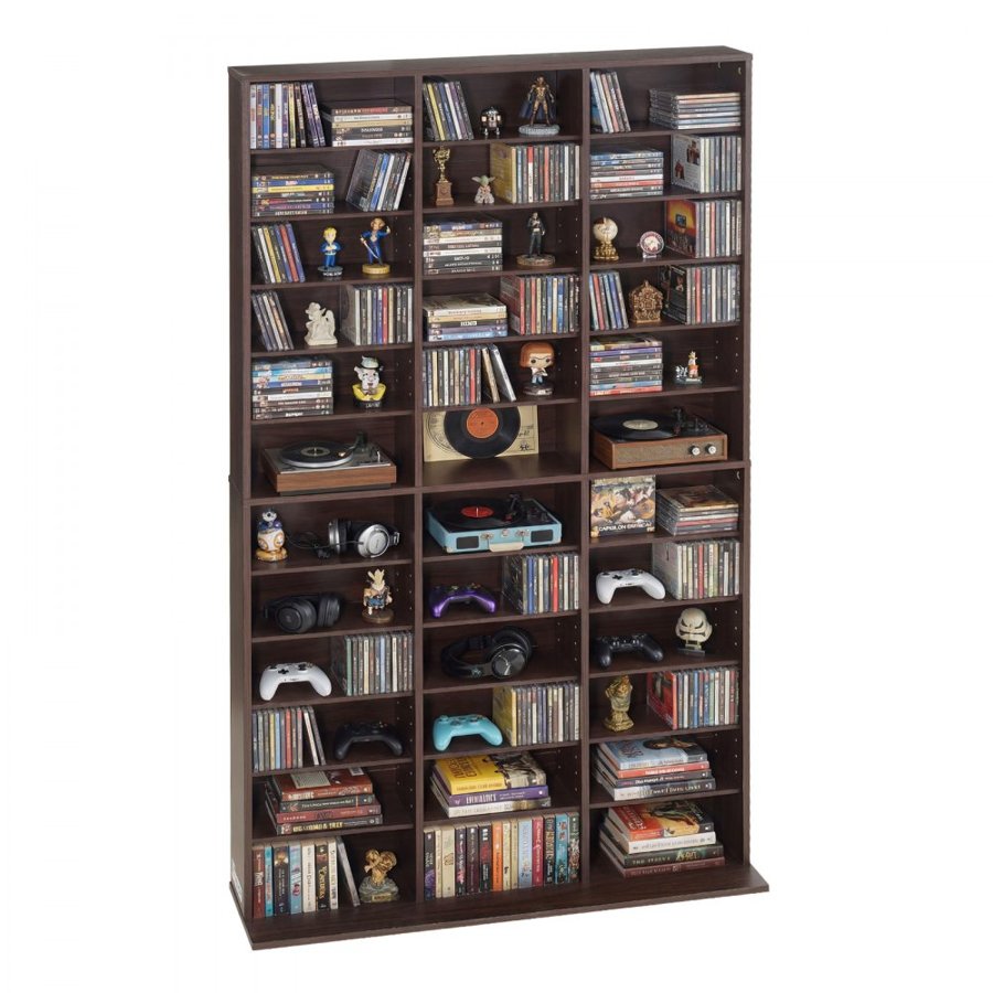 VEVOR Media Storage Cabinet, 12-Tier DVD Shelf Organizer, 101.8 x 23.1 x 181 cm Multimedia Storage Organizer for CDs, DVDs, Books and Games, CD Shelf for Living Room, Home Office, Recording Room