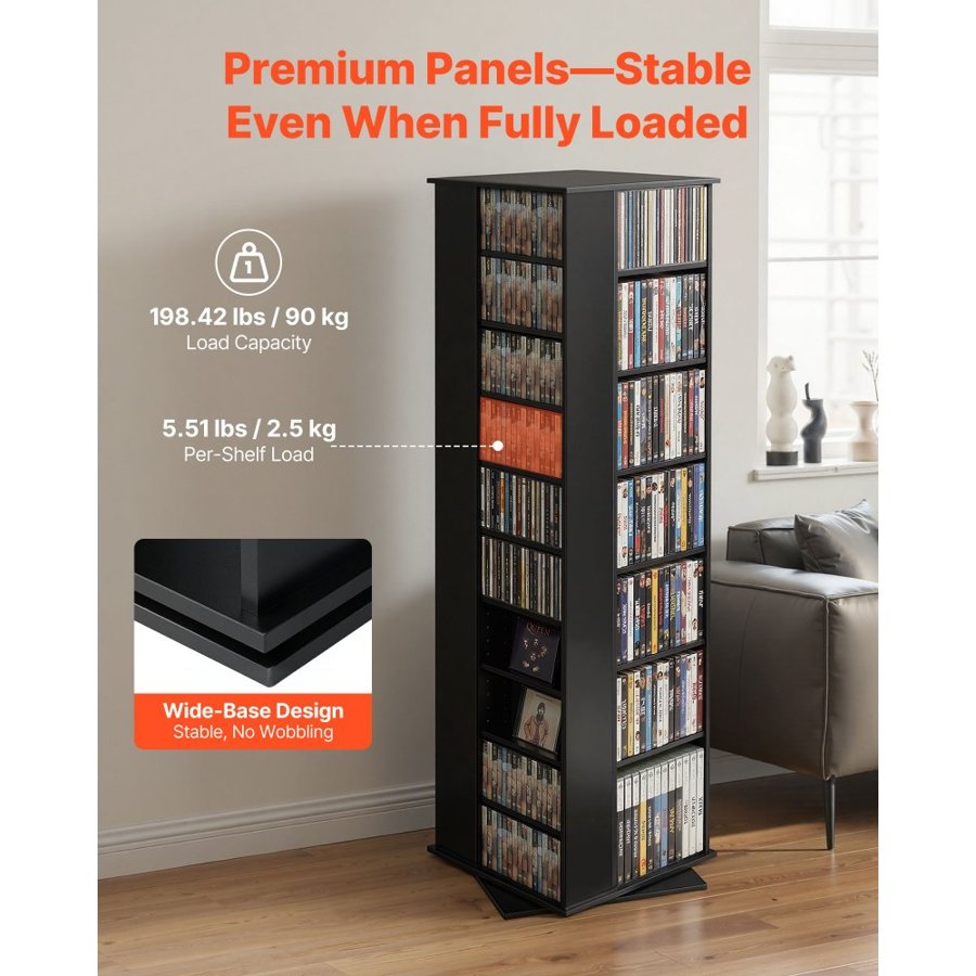 VEVOR DVD Media Storage Tower – 34 Compartments, Rotating