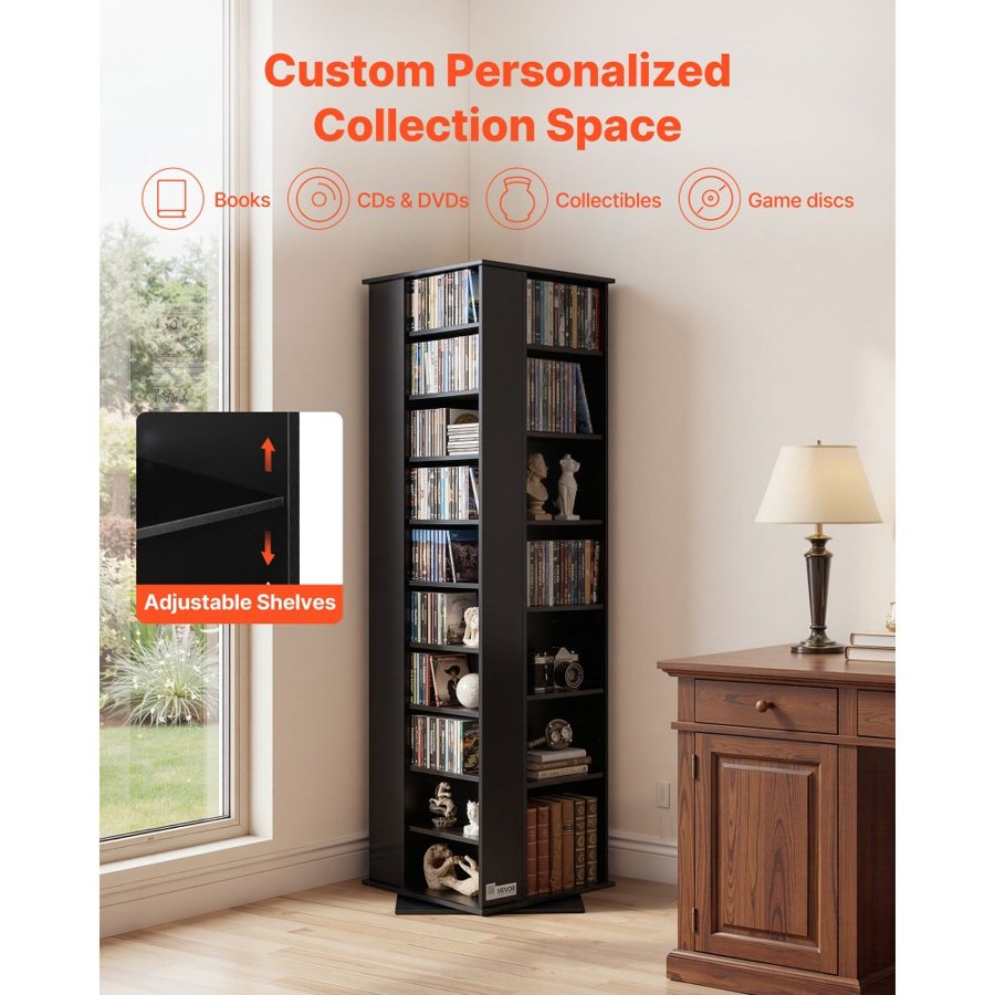 VEVOR DVD Media Storage Tower – 34 Compartments, Rotating