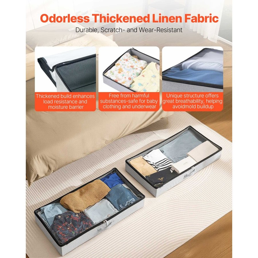 VEVOR Blanket Storage Under Bed – 33.5 x 16.9 x 4.7 Inch