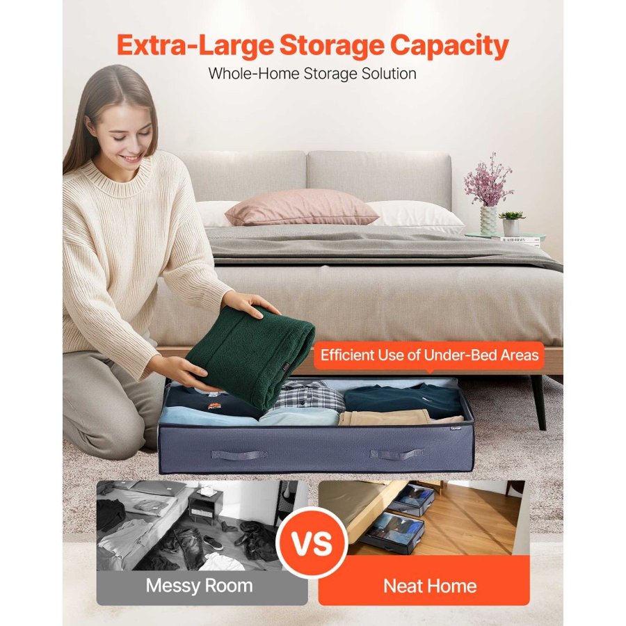 VEVOR Under Bed Storage Bins – 90L, 39.2 x 19.7 x 7.1 Inch