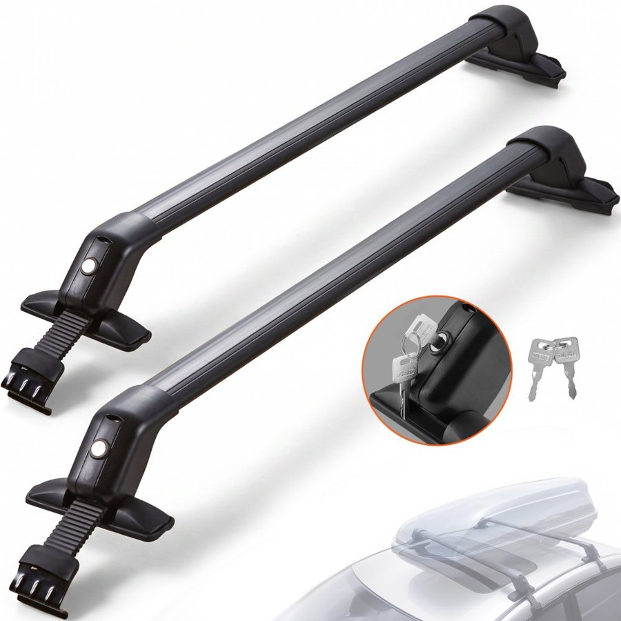 VEVOR Universal Roof Rack Cross Bars, Aluminum Roof Rack Crossbars, Fit Roof without Side Rail, 70.3 kg Load Capacity, Adjustable Bare Roof Crossbars with Locks, for SUVs, Sedans, and Vans