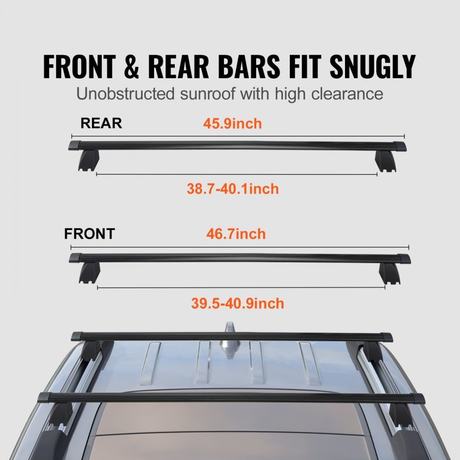 VEVOR Roof Rack Cross Bars, Compatible with 2011-2021 Jeep Grand Cherokee with Grooved Side Rails, 90.72 kg Load Capacity, Aluminum Crossbars with Locks, for Rooftop Cargo Carrier Bag Luggage Kayak Bike