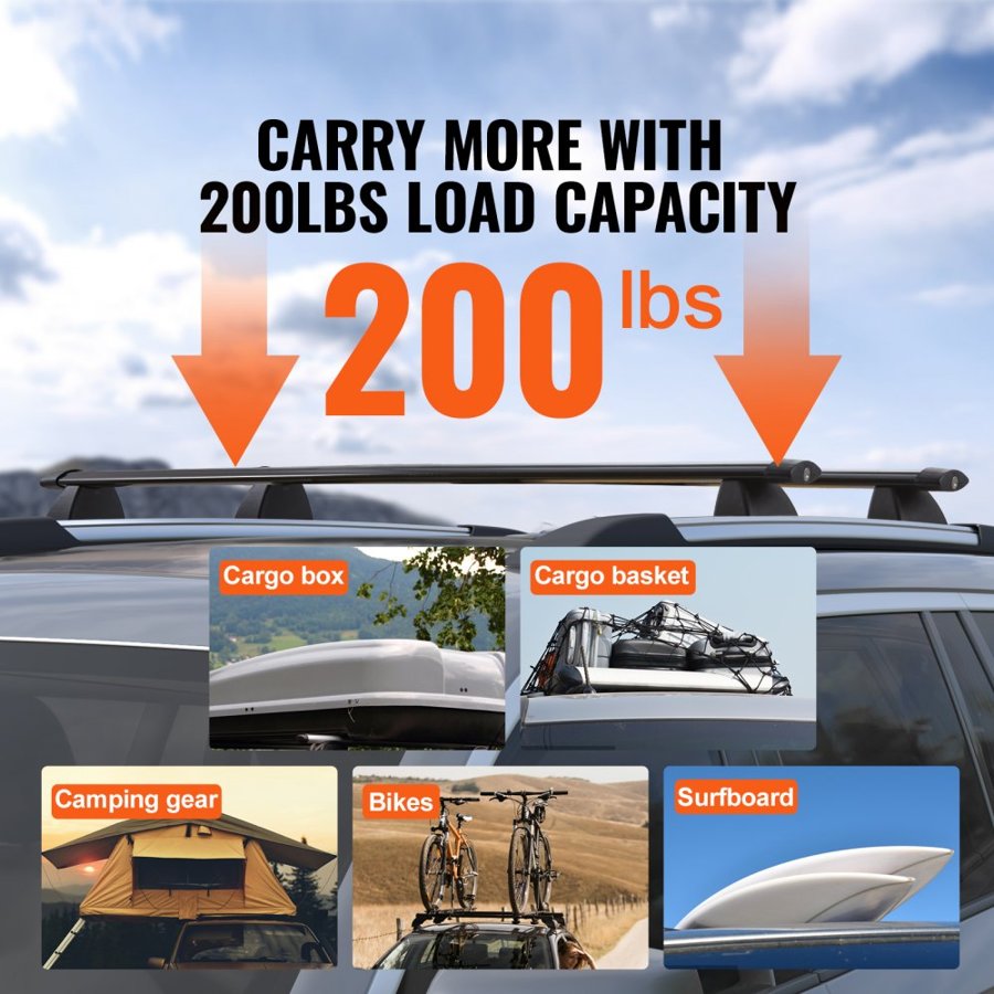 VEVOR Roof Rack Cross Bars, Compatible with 2011-2021 Jeep Grand Cherokee with Grooved Side Rails, 90.72 kg Load Capacity, Aluminum Crossbars with Locks, for Rooftop Cargo Carrier Bag Luggage Kayak Bike