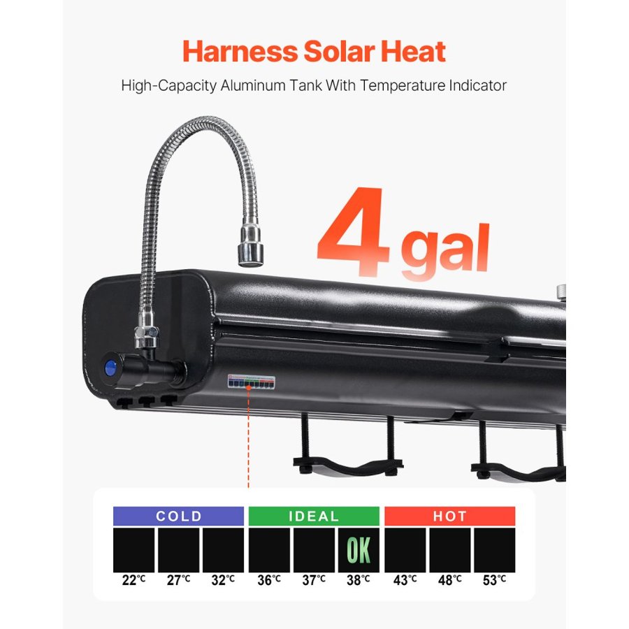 VEVOR Roof Rack Water Tank, 4 Gal, Multi-Dispensing Outdoor Tank with 2 Splash-Guard Panels & T-slot, High-Capacity Aluminum Tank with Pressurization Port, Fit for Trunks, Roll Bars, Crossbars