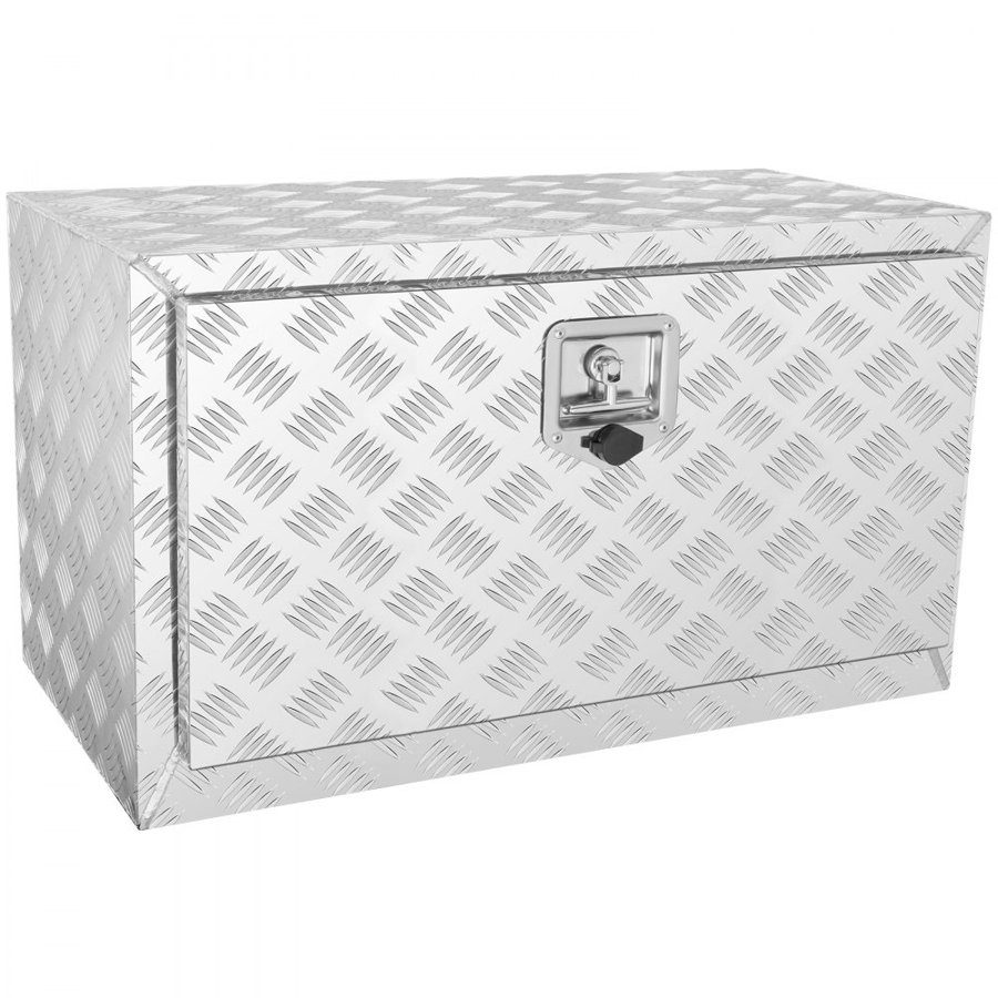 VEVOR Underbody Truck Box, 760×355×405 mm Pickup Storage Box, Heavy Duty Aluminum Diamond Plate Tool Box with Lock and Keys, Waterproof Trailer Storage Box with T-Handle Latch for Truck, Van, Trailer