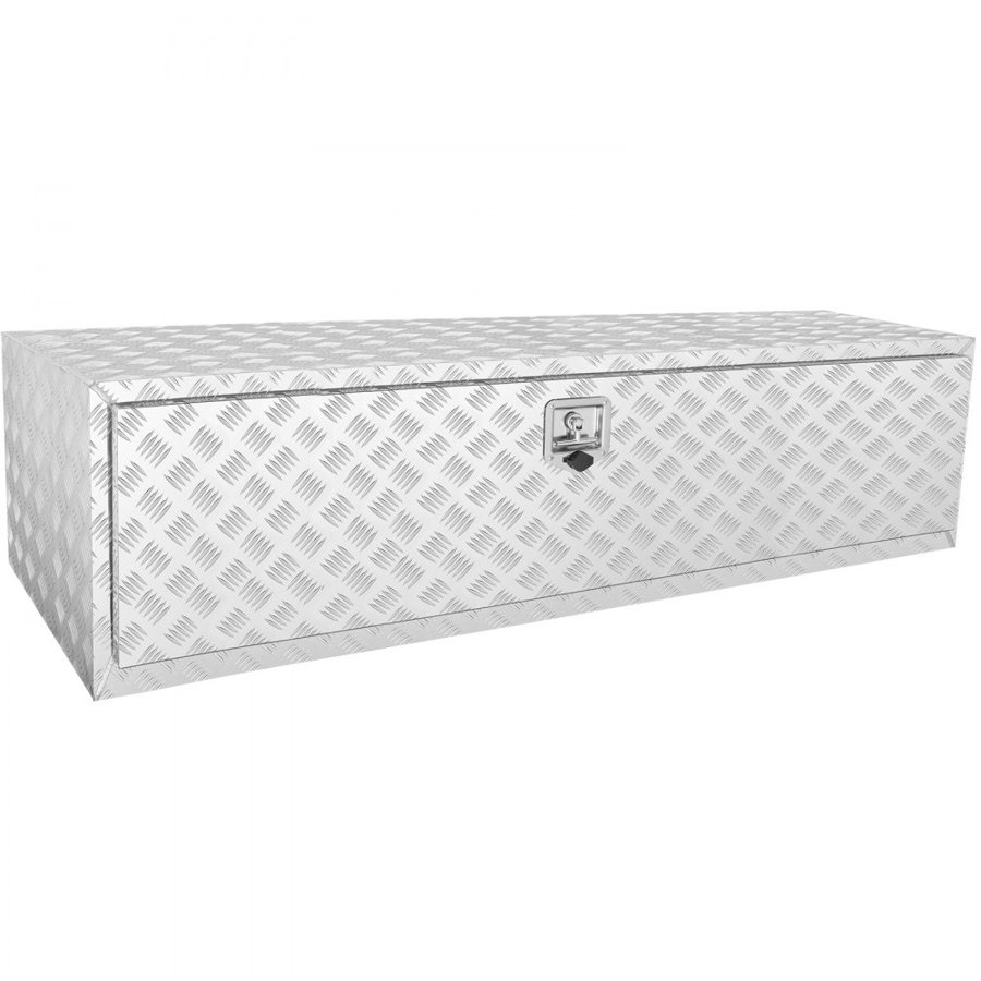 VEVOR Underbody Truck Box, 1524 x 610 x 610 mm Pickup Storage Box, Heavy Duty Aluminum Diamond Plate Tool Box with Lock and Keys, Waterproof Trailer Storage Box with T-Handle Latch for Truck, Van, Trailer