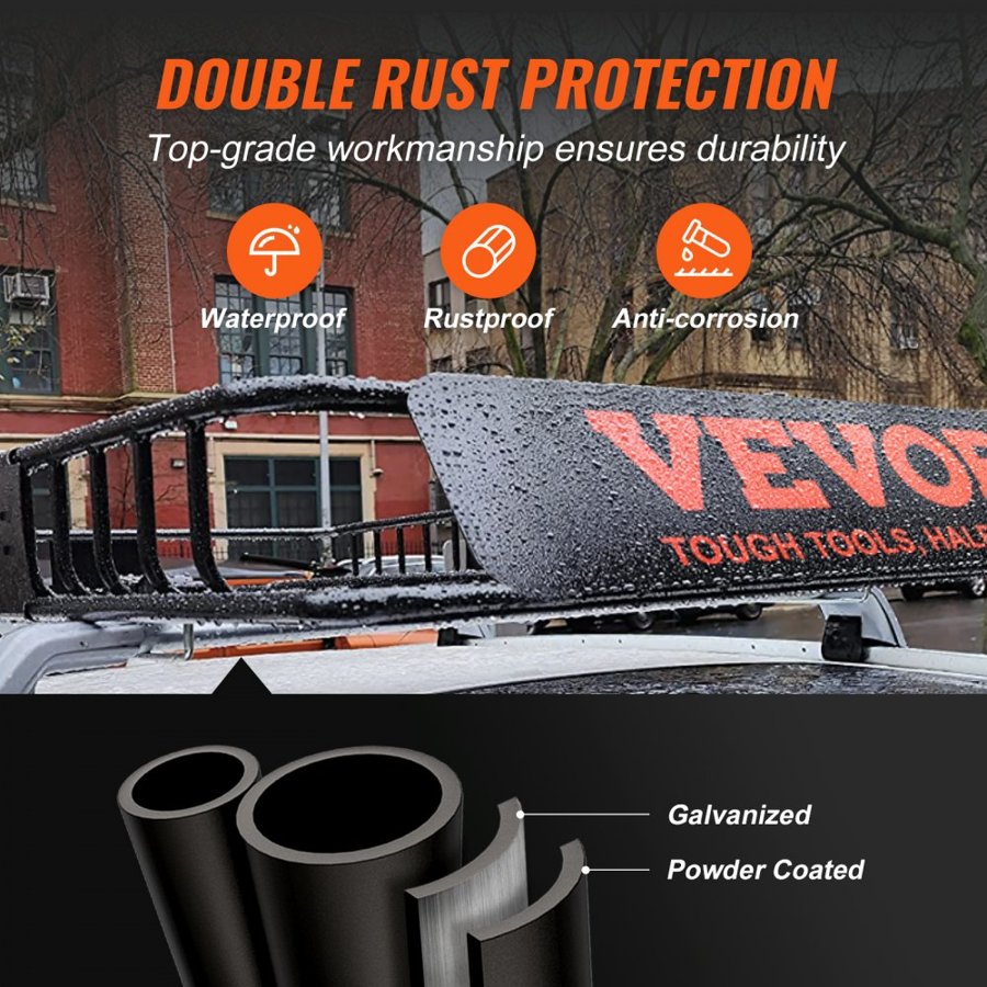 VEVOR Roof Rack Cargo Basket, 117.5 x 91.5 x 11.4 cm Rooftop Cargo Carrier, Heavy-duty 90.7 kg Capacity Universal Roof Rack Basket, Luggage Holder for SUV, Truck, Vehicle