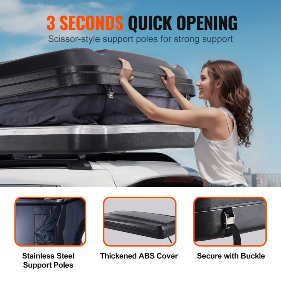 VEVOR Rooftop Tent Hard Shell, Naturnest Rooftop Tent Hardshell for 2-3 Person, Hard Shell Roof Top Tent with Telescopic Ladder Thick Mattress, Waterproof Windproof for Jeep SUV Van Pickup Truck