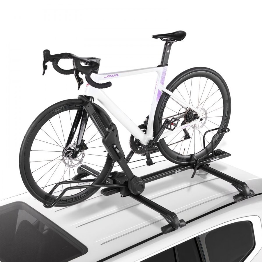 VEVOR Roof Bike Rack, 15 kg Capacity, Foldable Upright Roof Mount Bicycle Rack with Locking Systems & Adjustable Arm for T-Slot Crossbars, Upright Rooftop Bike Rack 1 Bike Carrier for Car SUV, Black
