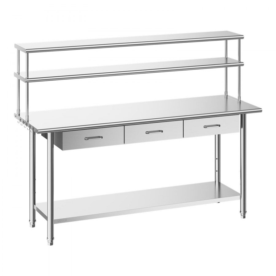 VEVOR Commercial Kitchen Workstation – 72×24 in, 4-Tier