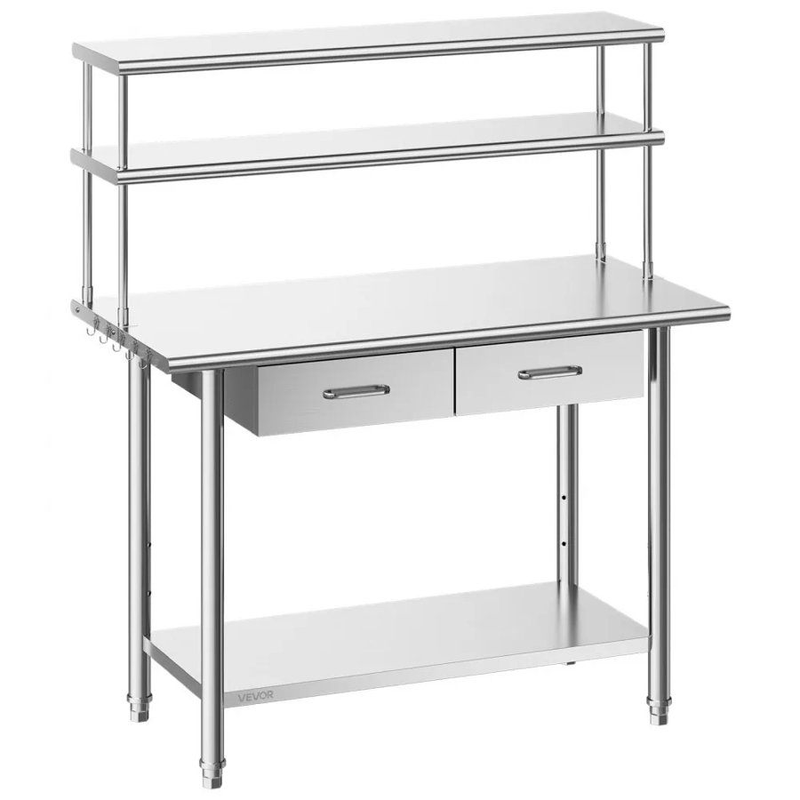 VEVOR Stainless Steel Prep Table with Drawers – 61x122cm