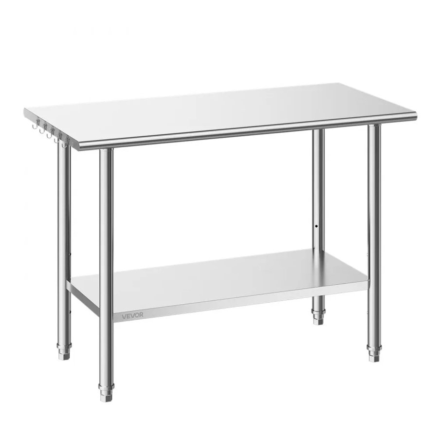 VEVOR Stainless Steel Work Table – 48x24 in, 540 lb, 2-Tier