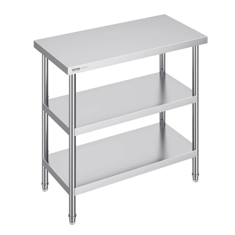 VEVOR Stainless Steel Food Prep Table Commercial Kitchen Work Table 45.7x91.4 cm