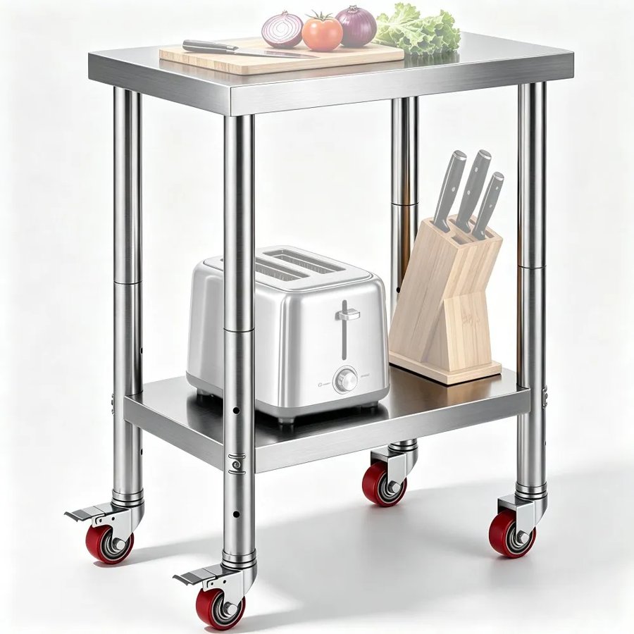 VEVOR Utility Table with Wheels for Kitchen Prep Work