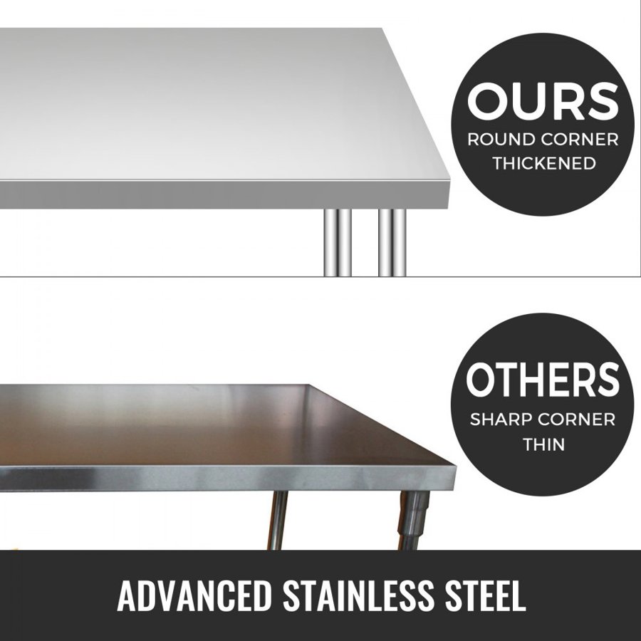 VEVOR Stainless Steel Work Table 30 x 18 x 34 Inch, 700 LBS Load Capacity with 4 Wheels, 3 Adjustable Height Levels, Heavy Duty Food Prep Worktable for Commercial Kitchen Restaurant, Silver