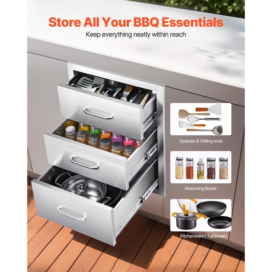 VEVOR Outdoor Kitchen Stainless Drawers – Triple Drawer